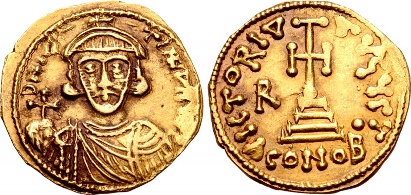 Lombards, Beneventum. Romoald II AV Solidus. In the name of Justinian II, AD 706...