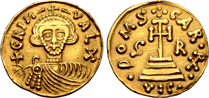 Lombards, Beneventum. Grimoald III and Charlemagne AV Solidus. AD 788-792. GRIM ...