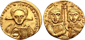 Justinian II, with Tiberius, AV Solidus.