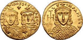 Constantine V Copronymus, with Leo IV and Leo III, AV Solidus.