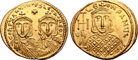 Constantine V Copronymus, with Leo IV and Leo III, AV Solidus.
