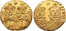 Constantine VI, with Leo III, Constantine V, and Leo IV, AV Solidus.