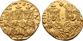 Constantine VI and Irene, with Leo III, Constantine V, and Leo IV, AV Solidus.