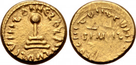 Umayyads, time of al-Walid I or Suleyman AV 1/2 Dinar or Semissis.