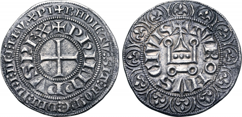 France, Kingdom. Philippe IV 'le Bel' (the Fair) AR Gros Tournois. Circa 1305. ✠...