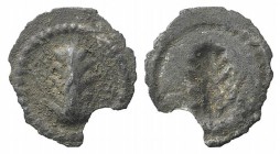 Southern Lucania, Metapontion, c. 540-510 BC. AR Obol (10mm, 0.14g, 12h). Barley-ear with five grains. R/ Incuse barley ear with four grains. HNItaly ...