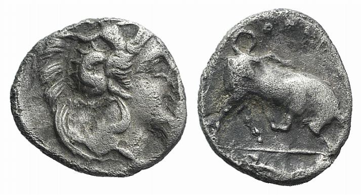 Southern Lucania, Thourioi, c. 350-300 BC. AR Triobol (10.5mm, 1.09g, 3h). Head ...