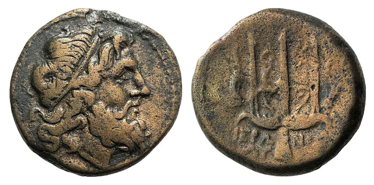 Sicily, Syracuse. Hieron II (274-216 BC). Æ (19mm, 5.88g, 12h). Head of Poseidon...
