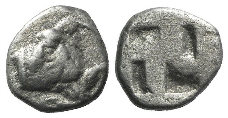 Thraco-Macedon Region (?), c. 5th century BC. AR Obol (7mm, 0.46g). Forepart of ...