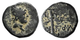 Pontos, Laodikeia, c. 105-85 BC. Æ (12mm, 2.18g, 12h). Struck under Mithradates VI. Head of Perseus r., wearing winged Phrygian helmet. R/ Winged harp...