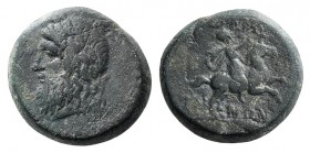 Mysia, Adramytion, 2nd century BC. Æ (16mm, 5.76g, 11h). Tenon, magistrate. Laureate head of Zeus l. R/ Horseman riding r. on grain ear r. Cf. SNG BnF...