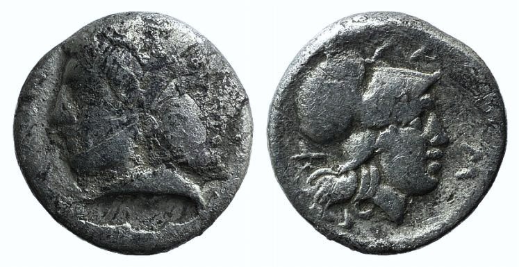 Mysia, Lampsakos, 4th-3rd centuries BC. AR Diobol (11mm, 1.09g, 2h). Female jani...