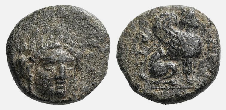 Troas, Gergis, c. 350-300 BC. Æ (10mm, 1.17g, 12h). Head of Sibyl Herophile faci...