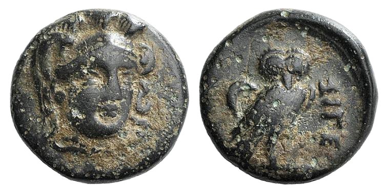 Troas, Sigeion, c. 4th-3rd centuries BC. Æ (12mm, 1.95g, 6h). Head of Athena fac...