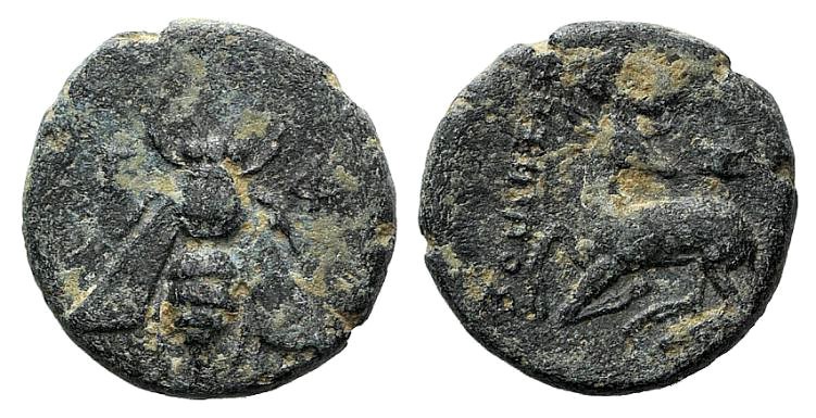 Ionia, Ephesos, c. 390-320/00 BC. Æ (13mm, 2.05g, 11h). […]aryppos, magistrate. ...