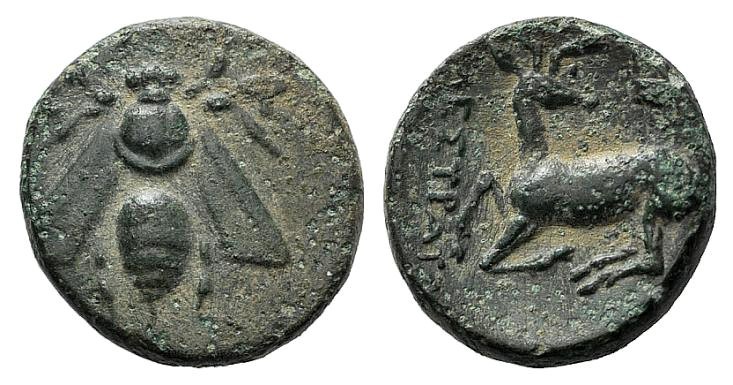 Ionia, Ephesos, c. 390-320/00 BC. Æ (14mm, 2.66g, 12h). […]estratos, magistrate....