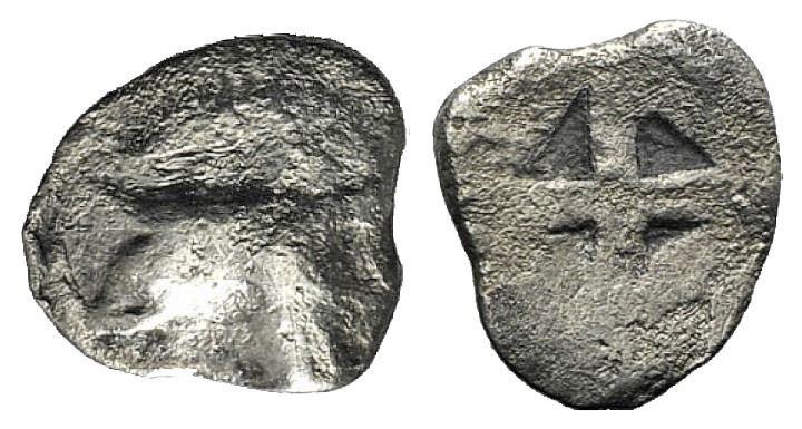 Ionia, Phokaia(?), c. 6th-5th century BC. AR Hemiobol (10mm, 0.46g). Head of Gri...