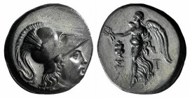 Pamphylia, Side, c. 205-100 BC. AR Tetradrachm (30mm, 16.91g, 12h). Helmeted head of Athena r. R/ Nike flying l., holding wreath; to l., pomegranate o...