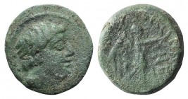Cilicia, Pompeiopolis. Pseudo-autonomous issue, 66 BC or later. Æ (20mm, 6.28g, 12h). Bare head of Pompey the Great r. R/ Nike advancing r., holding w...