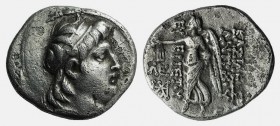 Seleukid Kings, Antiochos VII (138-129 BC). AR Drachm (17mm, 3.88g, 12h). Damaskos. Diademed head r. R/ Nike advancing l.; holding wreath; monograms t...