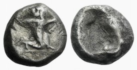 Achaemenid Kings of Persia, c. 505-485 BC. AR Siglos (14mm, 5.28). Persian king or hero in kneeling-running stance r., holding quiver and bow. R/ Incu...