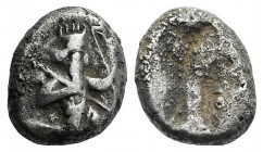 Achaemenid Kings of Persia, c. 505-485 BC. AR Siglos (15mm, 5.50g). Persian king or hero in kneeling-running stance r., holding spear and bow. R/ Incu...