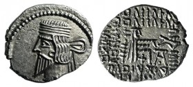 Kings of Parthia, Vologases III (c. AD 105-147). AR Drachm (20mm, 3.15g, 2h). Ekbatana. Diademed bust l. R/ Archer (Arsakes I) seated r. on throne, ho...