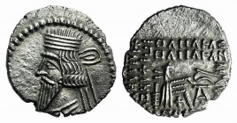 Kings of Parthia, Vologases III (c. AD 105-147). AR Drachm (20mm, 3.18g, 12h). Ekbatana. Diademed bust l. R/ Archer (Arsakes I) seated r. on throne, h...