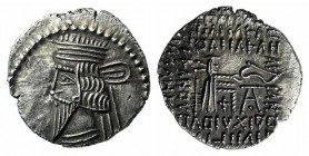 Kings of Parthia, Vologases III (c. AD 105-147). AR Drachm (21mm, 3.43g, 12h). Ekbatana. Diademed bust l. R/ Archer (Arsakes I) seated r. on throne, h...