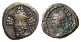 Kings of Elymais, Orodes IV (c. AD 150-200). Æ Drachm (13mm, 2.77g, 12h). Facing bearded bust. R/ Female bust l.; anchor behind. Van’t Haaff Type 17.2...