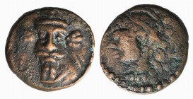 Kings of Elymais, Orodes IV (c. AD 150-200). Æ Drachm (13mm, 2.43g, 1h). Facing bearded bust. R/ Female bust l.; anchor behind. Van’t Haaff Type 17.2....