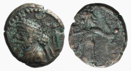 Kings of Elymais, “Prince A” (c. 200-250 AD). Æ Unit (13mm, 2.58g, 1h). Diademed bust l. R/ Artemis standing r., holding bow and plucking arrow from q...