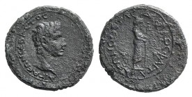 Augustus (27 BC-14 AD). Aeolis, Aegae. Æ (21mm, 5.76g, 11h). Diphilus Phaita, magistrate. Bare head r. R/ Apollo standing r., holding taenia and laure...
