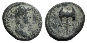 Nero (Caesar, 51-54). Lydia, Thyatira. Æ (16mm, 2.90g, 12h). Bare-headed and draped bust r. R/ Double-bladed axe. RPC I 2381 (Claudius); SNG Copenhage...