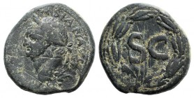 Vespasian (69-79). Seleucis and Pieria, Antioch. Æ Semis (26mm, 16.46g, 12h). Laureate head l. R/ S • C within circle; all within laurel wreath. McAle...