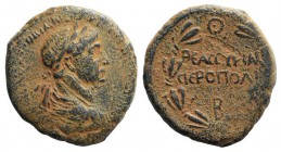 Trajan (98-117). Cyrrhestica, Hierapolis. Æ (28mm, 16.33g, 12h). Laureate and draped bust r., seen from behind. R/ Legend in two lines; B below; all w...