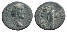 Antoninus Pius (138-161). Mysia, Poemanenum. Æ (19mm, 3.97g, 6h). Laureate head r. R/ Apollo standing r., holding plectrum and lyre. RPC IV online 928...