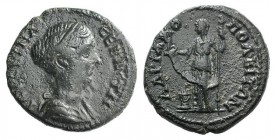 Faustina Junior (Augusta, 147-175). Thrace, Hadrianopolis. Æ (22mm, 6.77g, 6h). Diademed and draped bust r. R/ Hera standing l., holding patera and sc...