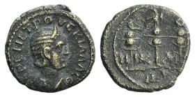 Herennia Etruscilla (Augusta, 249-251). Bithynia, Nicaea. Æ (18mm, 3.32g, 6h). Diademed and draped bust r. R/ Aquila between two standards. Cf. BMC 13...