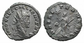 Gallienus (253-268). Antoninianus (20mm, 3.66g, 6h). Rome, 265-7. Radiate head r. R/ Pax standing l., holding branch and spear; A. RIC V 252; RSC 716a...