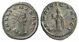 Gallienus (253-268). Antoninianus (20mm, 3.29g, 6h). Antioch, c. 266-8. Radiate and cuirassed bust r. R/ Venus standing l., holding helmet and spear, ...