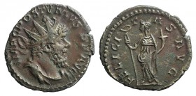Postumus (260-269). Antoninianus (22mm, 3.88g, 8h). Treveri, 263-5. Radiate, draped, and cuirassed bust r. R/ Felicitas standing facing, head l., hold...