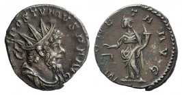 Postumus (260-269). Antoninianus (19mm, 3.12g, 2h). Treveri, 263-5. Radiate, draped and cuirassed bust r. R/ Moneta standing l., holding scales and co...