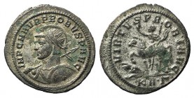 Probus (276-282). Radiate (24mm, 4.22g, 12h). Serdica, 277-280. Radiate, helmeted and cuirassed bust l., holding spear over shoulder and shield on arm...
