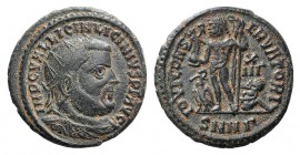 Licinius I (308-324). Æ Follis (20mm, 3.95g, 6h). Nicomedia, 321-4. Radiate, draped and cuirassed bust r. R/ Jupiter standing l., holding scepter and ...