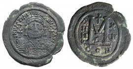 Justinian I (527-565). Æ 40 Nummi (37mm, 20.88g, 6h). Constantinople, year 16 (542/3). Diademed, draped and cuirassed bust r. R/ Large M flanked by tw...