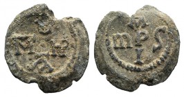 Byzantine Pb Seal, c. 7th-12th century (21mm, 7.58g, 12h). Cruciform monogram. R/ Cruciform monogram. VF