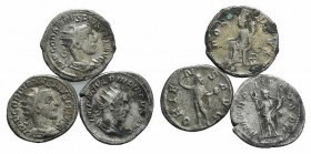 Lot of 3 Roman Imperial AR Coins. Lot sold as is, no return
