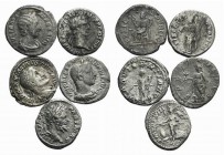Lot of 5 Roman Imperial AR Denarii. Lot sold as is, no return