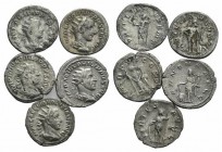 Lot of 5 Roman Imperial AR Antoniniani. Lot sold as is, no return